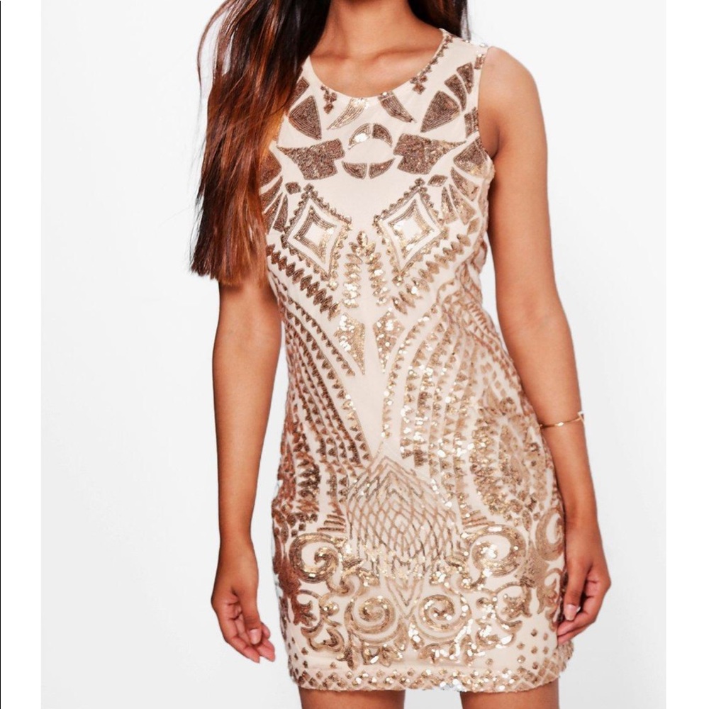 Gold glitzy NYE dress